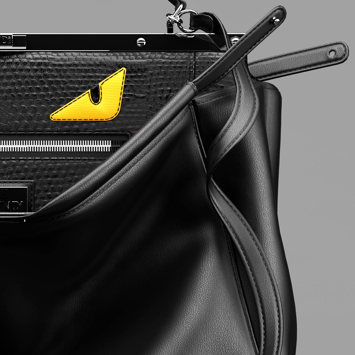 Designer - Pre-loved Fendi Monster Eyes Leather Clutch Bag - Black |  Catch.com.au