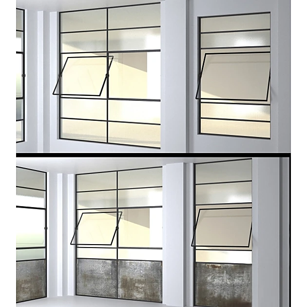 Steel Factory Windows with Wired Glass