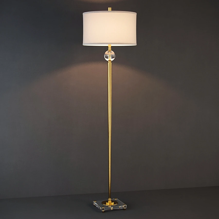 Decorative Floor Lamp with Gold Finish and Crystal Detail