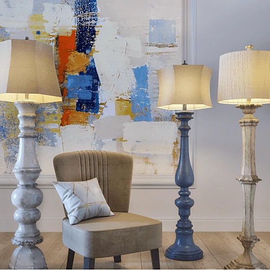 Classic Distressed Floor Lamps Set