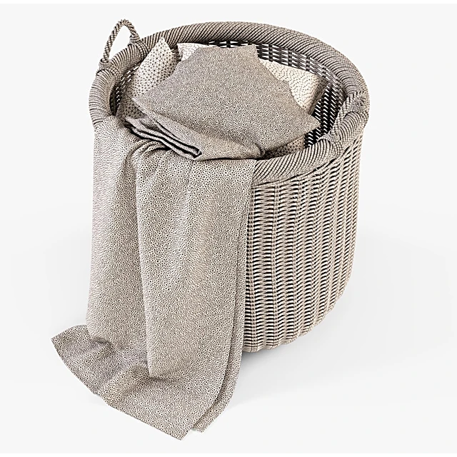 Decorative Basket Set with Linen and Wicker (2)