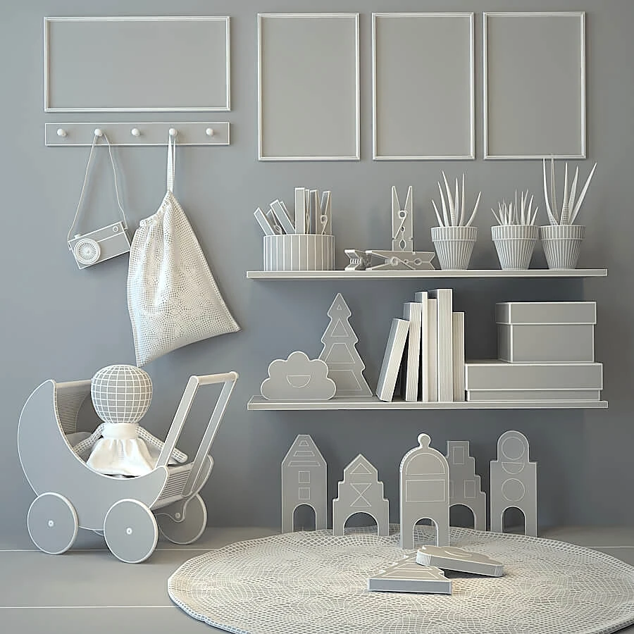 Decorative set for a girl's room with Scandinavian elements (2)