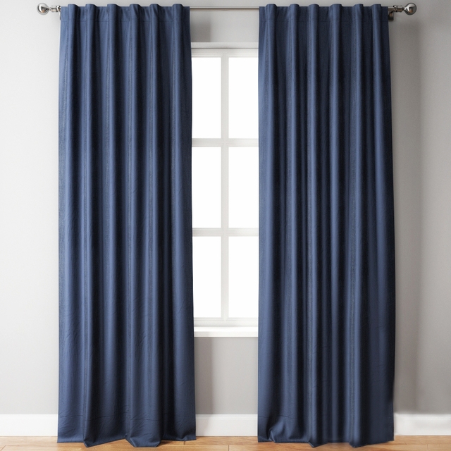 Belgian Flax Linen Curtain Blue Pottery Barn - Download the 3D Model ...
