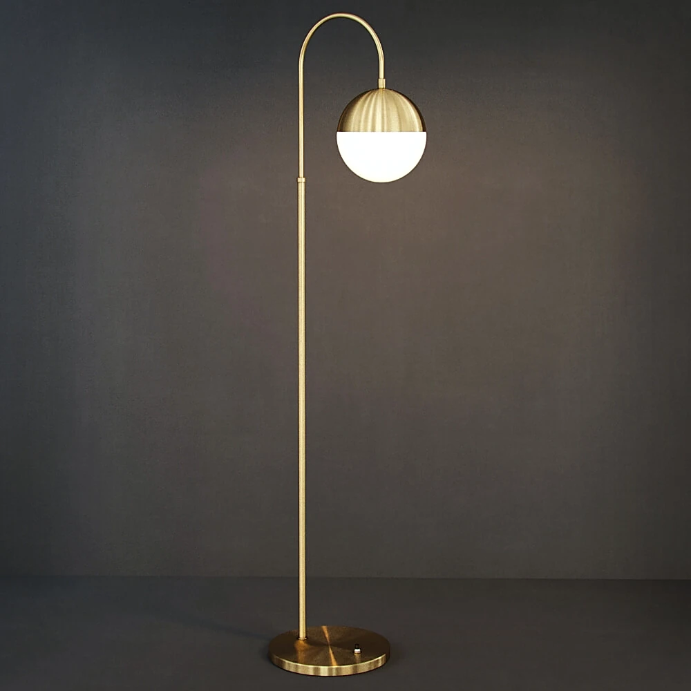 Modern Brass Floor Lamp with Spherical Shade
