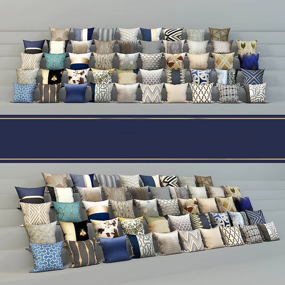 Set of Decorative Pillows with Diverse Patterns