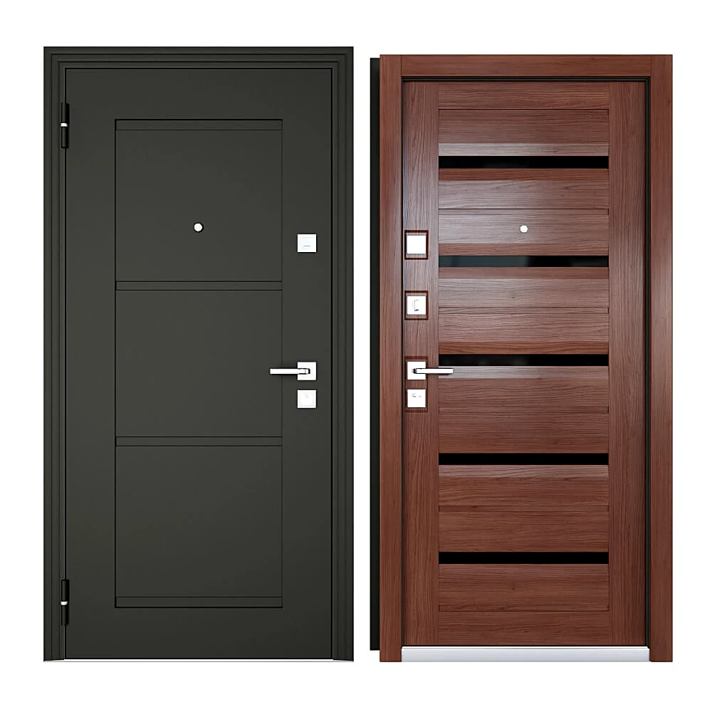 Entrance Metal Door with Modern Wood and Black Finish (2)