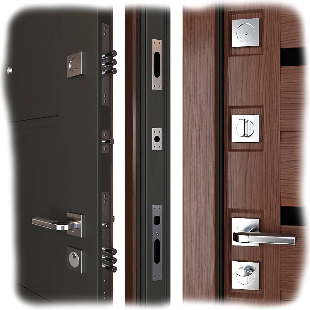 Entrance Metal Door with Modern Wood and Black Finish (3)