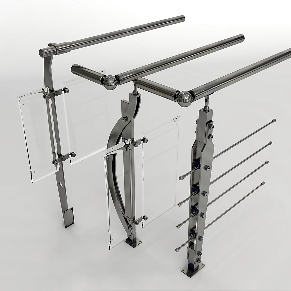Modern Metal and Glass Staircase Balusters