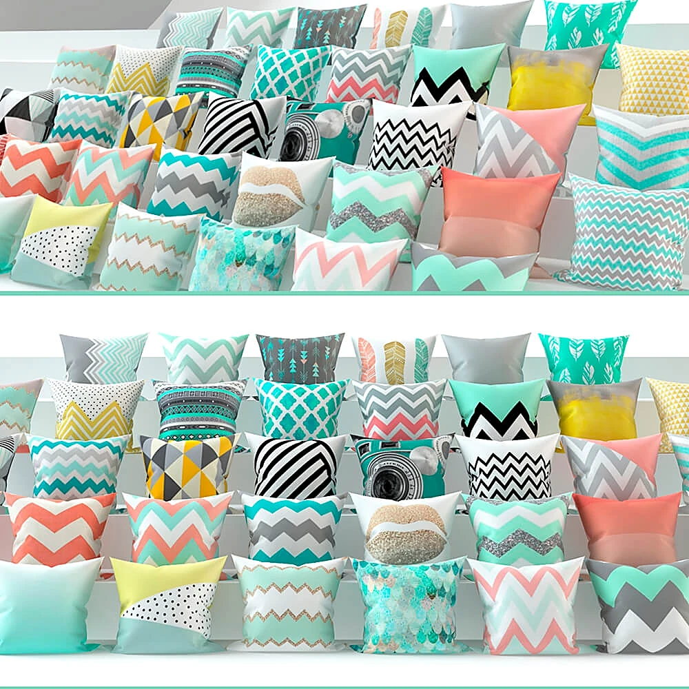 Set of Decorative Pillows with Vibrant Patterns