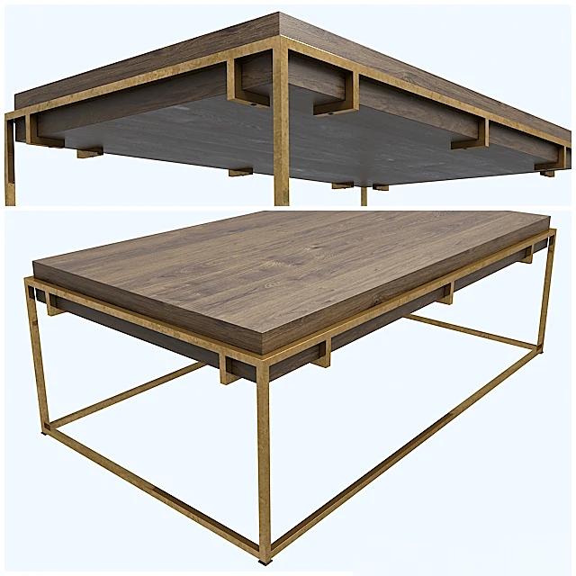 Modern Furniture Set with Dark Wood and Gold Metal (2)