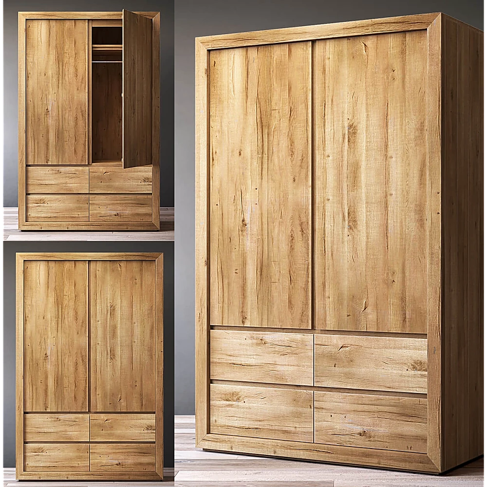 Reclaimed Russian Oak Armoire with Sliding Doors (2)