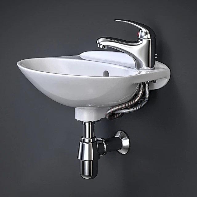 Wall-Mounted Bathroom Sink with Faucet