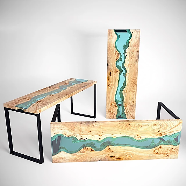 River Table Set Wood Furniture by Greg Klassen