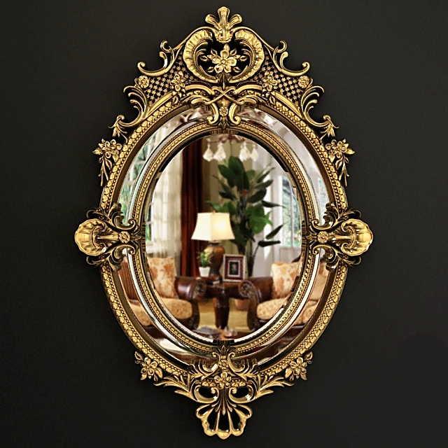 Oval Mirror with Gilt Carved Louis XV Frame