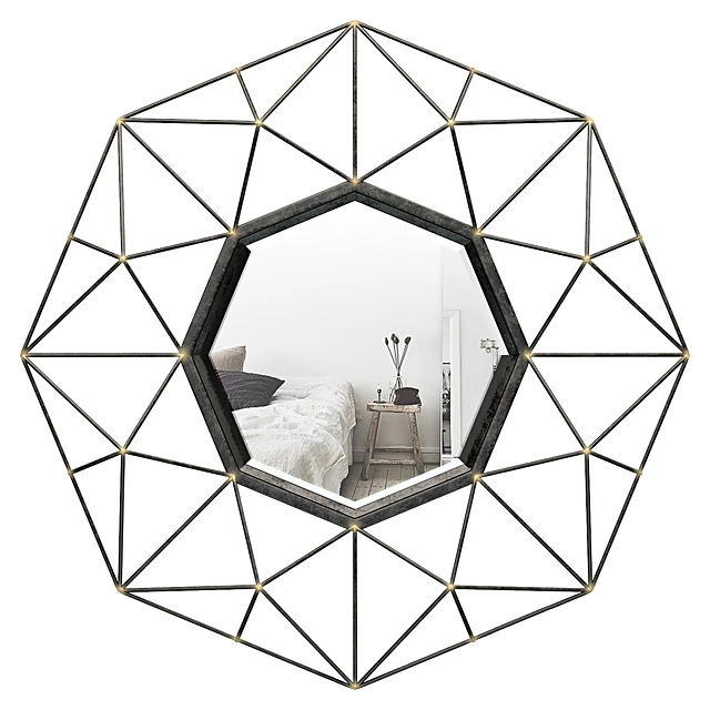 Wall Mirror with Geometric Metal Frame