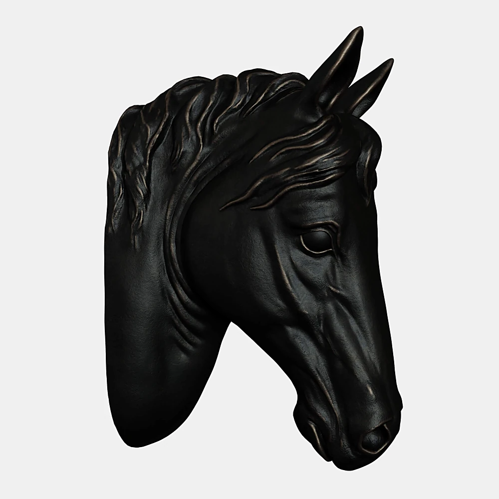 Horse Head Wall Sculpture with Dark Finish