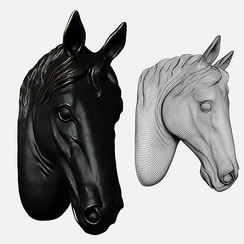 Horse Head Wall Sculpture with Dark Finish (2)