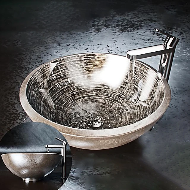 Textured Vessel Sink and Faucet