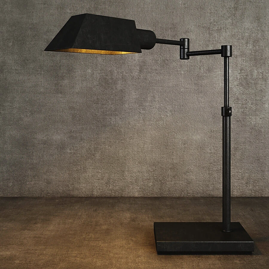 Table Lamp with Adjustable Arm and Trapezoidal Shade
