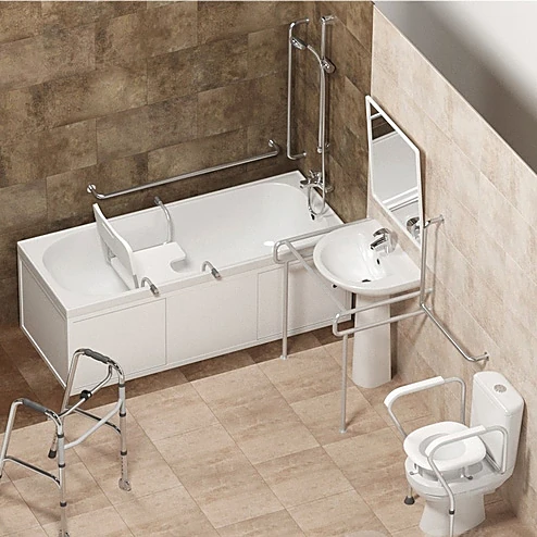 Accessible Bathroom Set with Mobility Aids