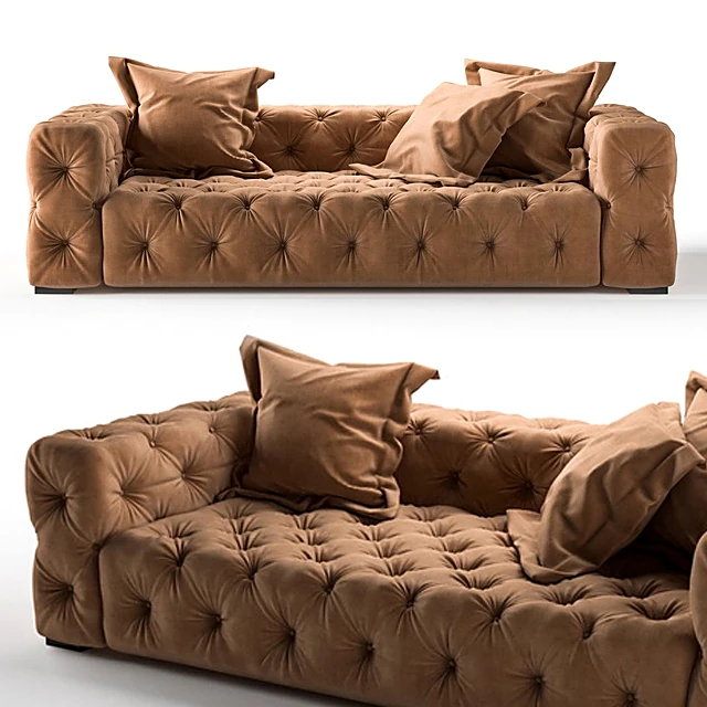 Tufted Sofa with Velvet Upholstery
