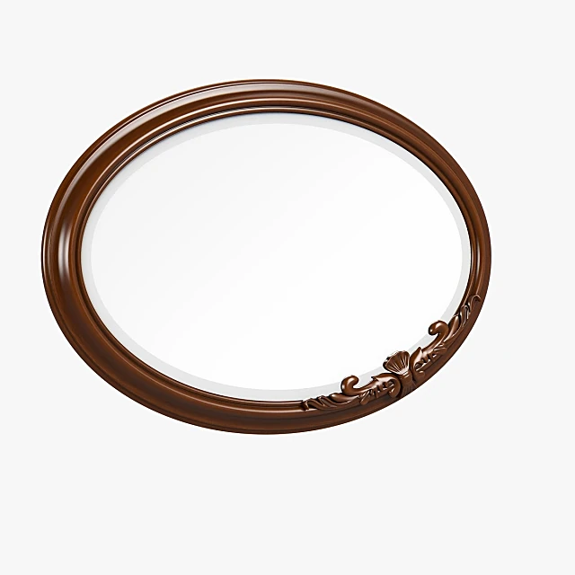 Oval Mirror with Carved Wooden Frame