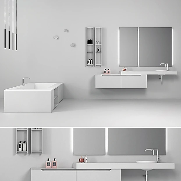 Bathroom furniture set with Modern White Finish