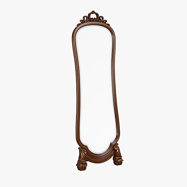 Long Mirror with Ornate Carved Wood Frame
