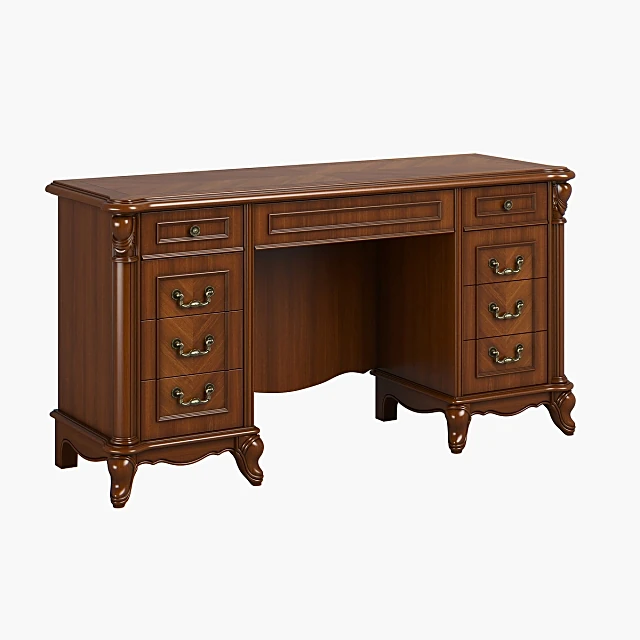 Dresser Table with Classic Dark Wood Finish