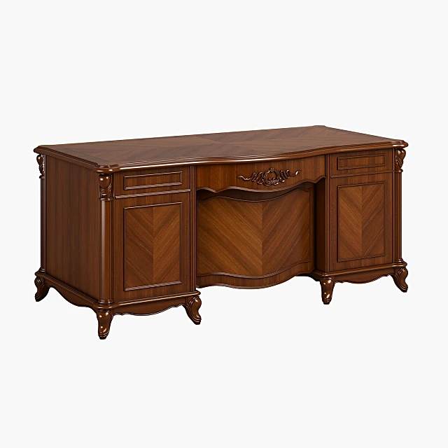 Classic Wooden Desk with Ornate Carvings
