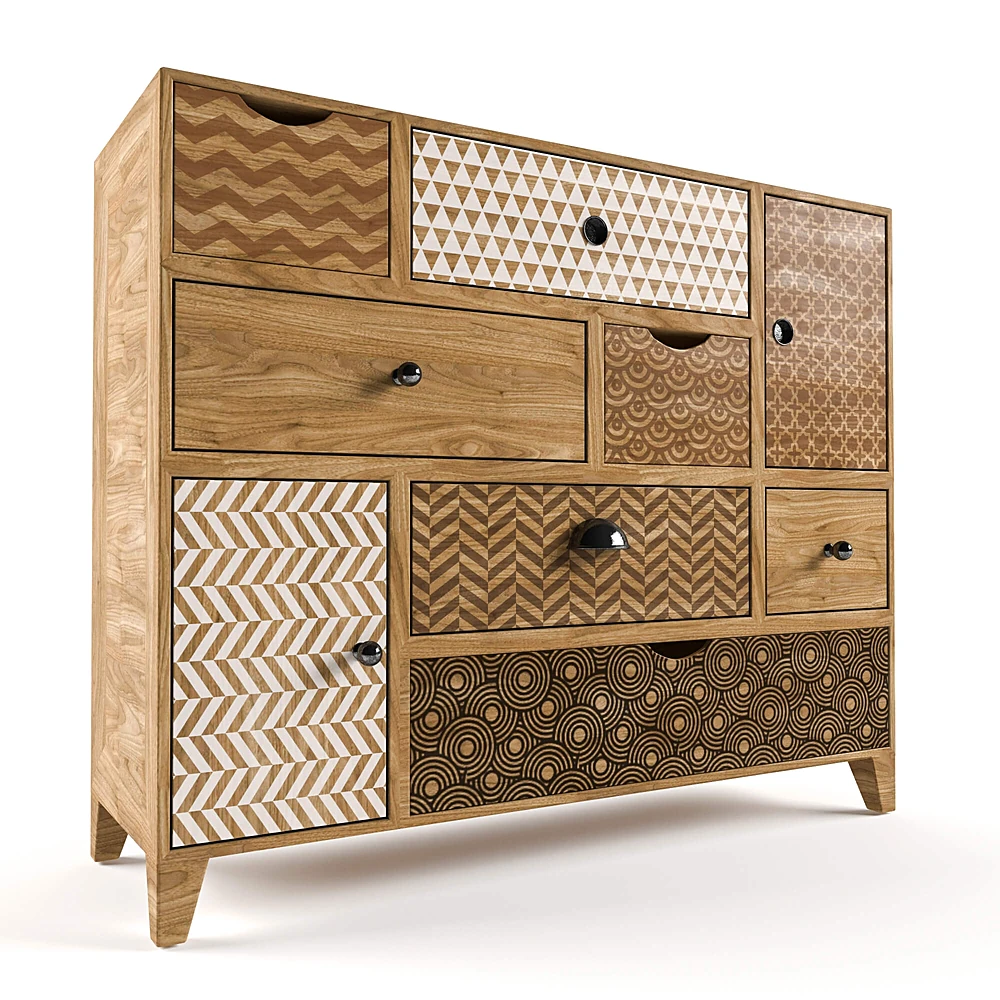 Chest of Drawers with Scandinavian Patterned Fronts
