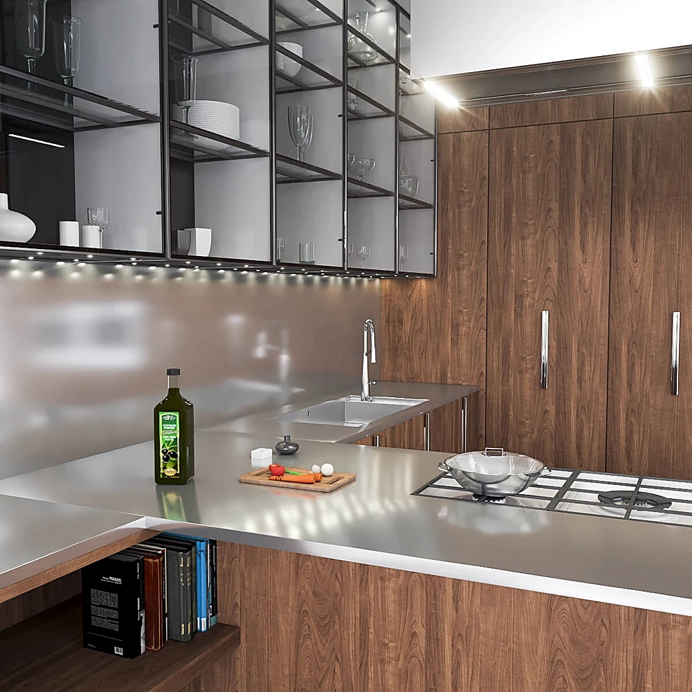 Modern Kitchen with Wood and Stainless Steel Elements (2)