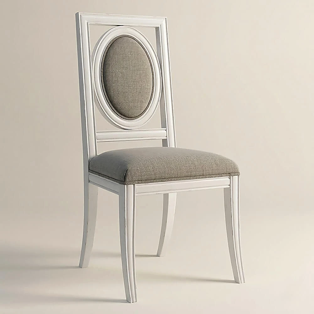 Side Chair with Oval Backrest and Fabric Upholstery