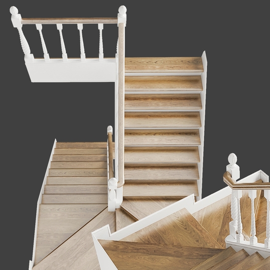 Classic two-march staircase with staggered steps 3