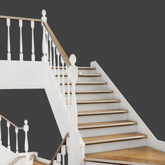 Classic two-march staircase with staggered steps 2