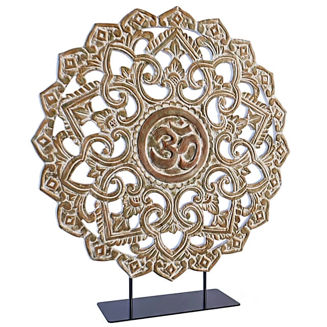 Om Symbol Sculpture with Intricate Mandala Design