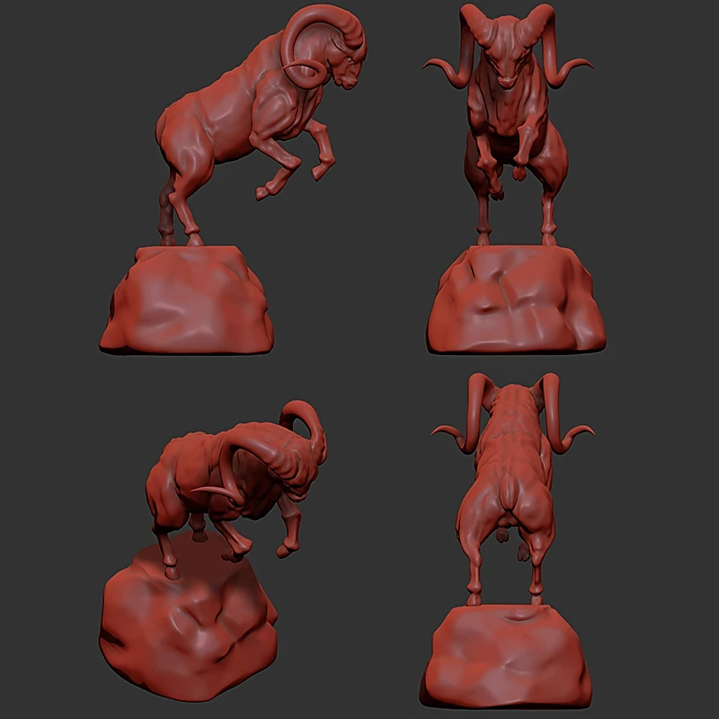 Bronze Ram Statuette on Rock Base (3)