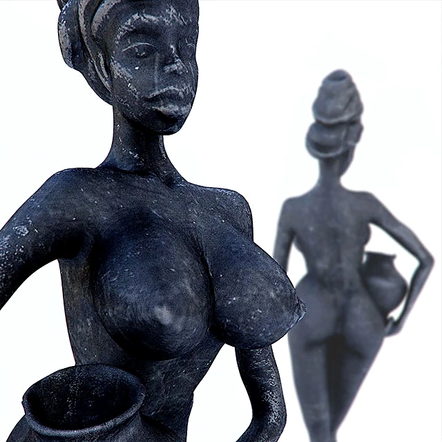 African Grotesque Statuettes with Metallic Finish (2)