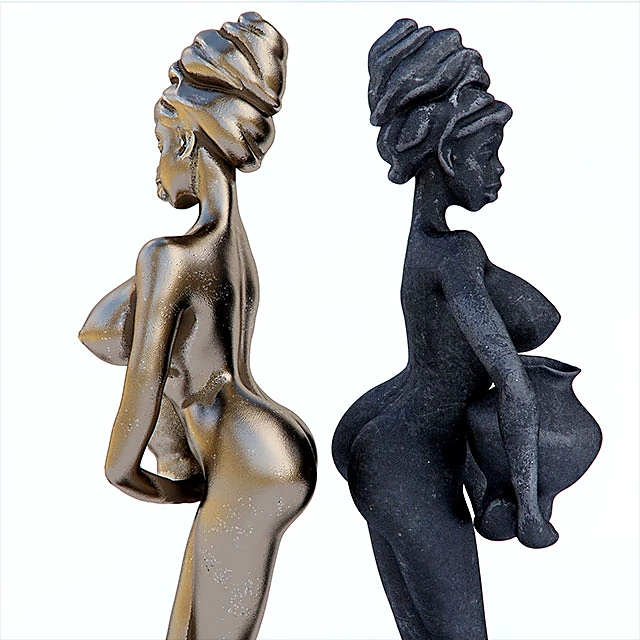 African Grotesque Statuettes with Metallic Finish (3)