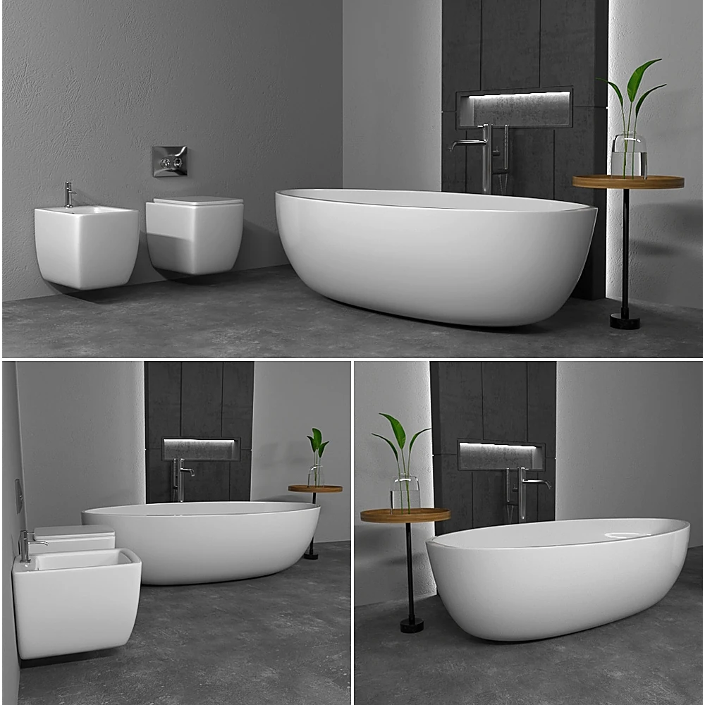 Bathroom Sanitary Ware Set with Modern Minimalist Design