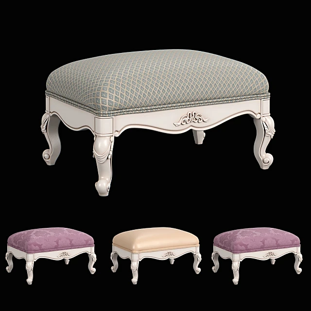 Classic Footstool with Carved Legs