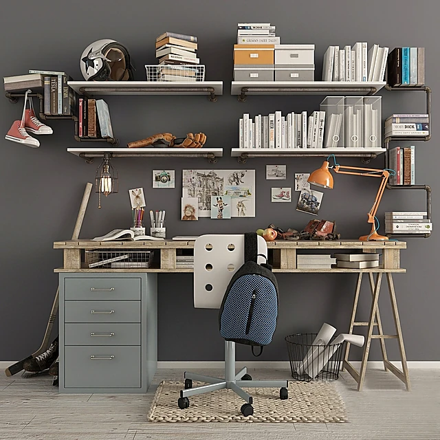 Table + Chair / Books / Decorative set 1