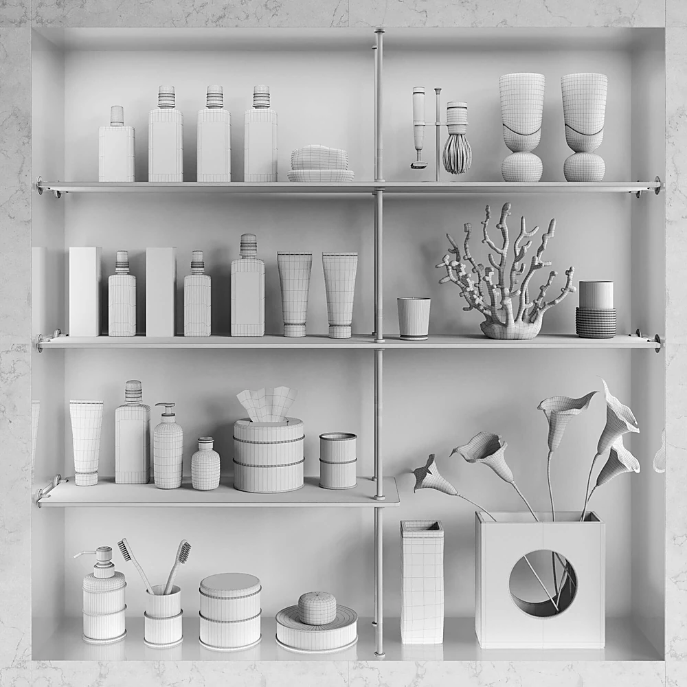 Bathroom Accessories Set with Modern Decor Elements (3)