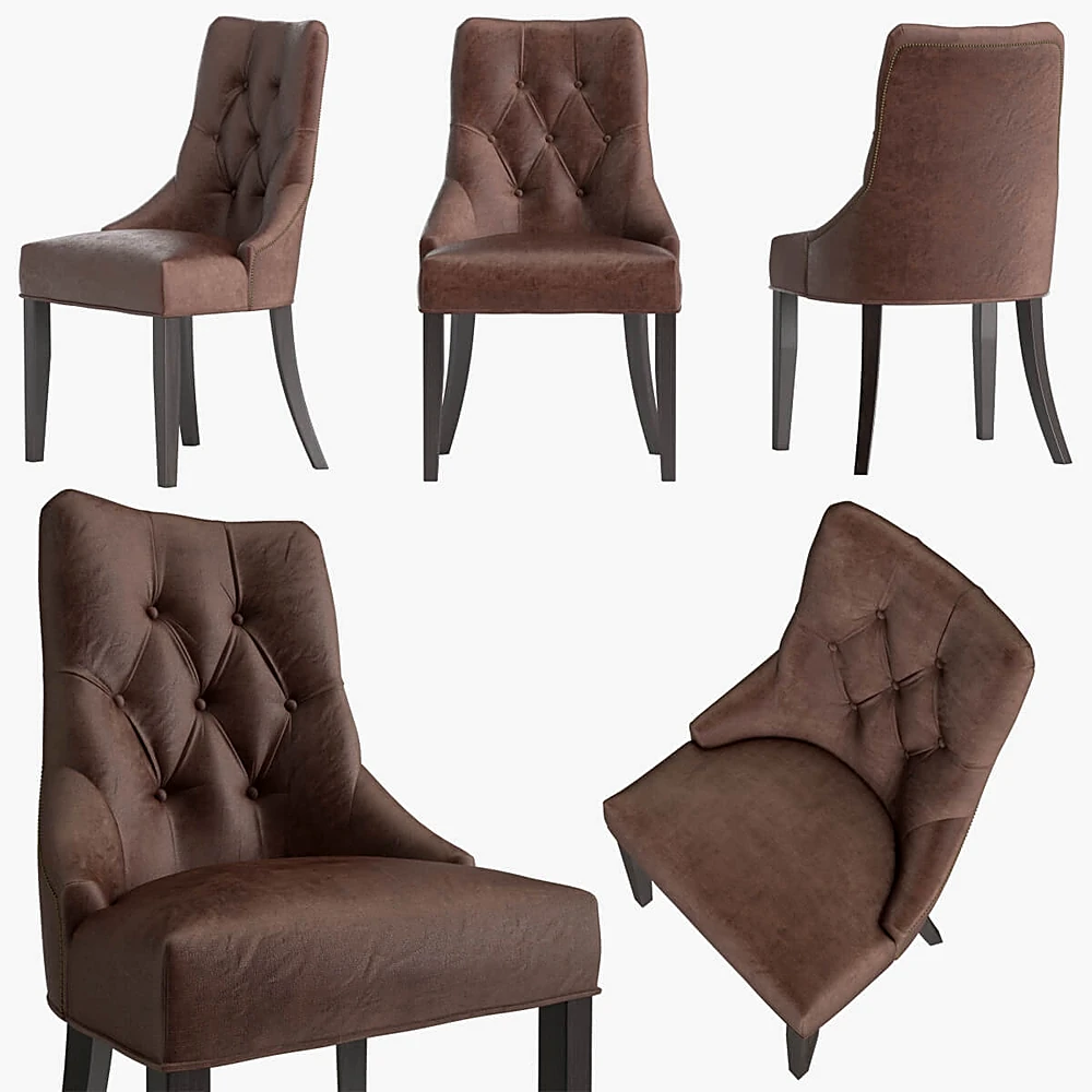 Chair with Tufted Brown Upholstery