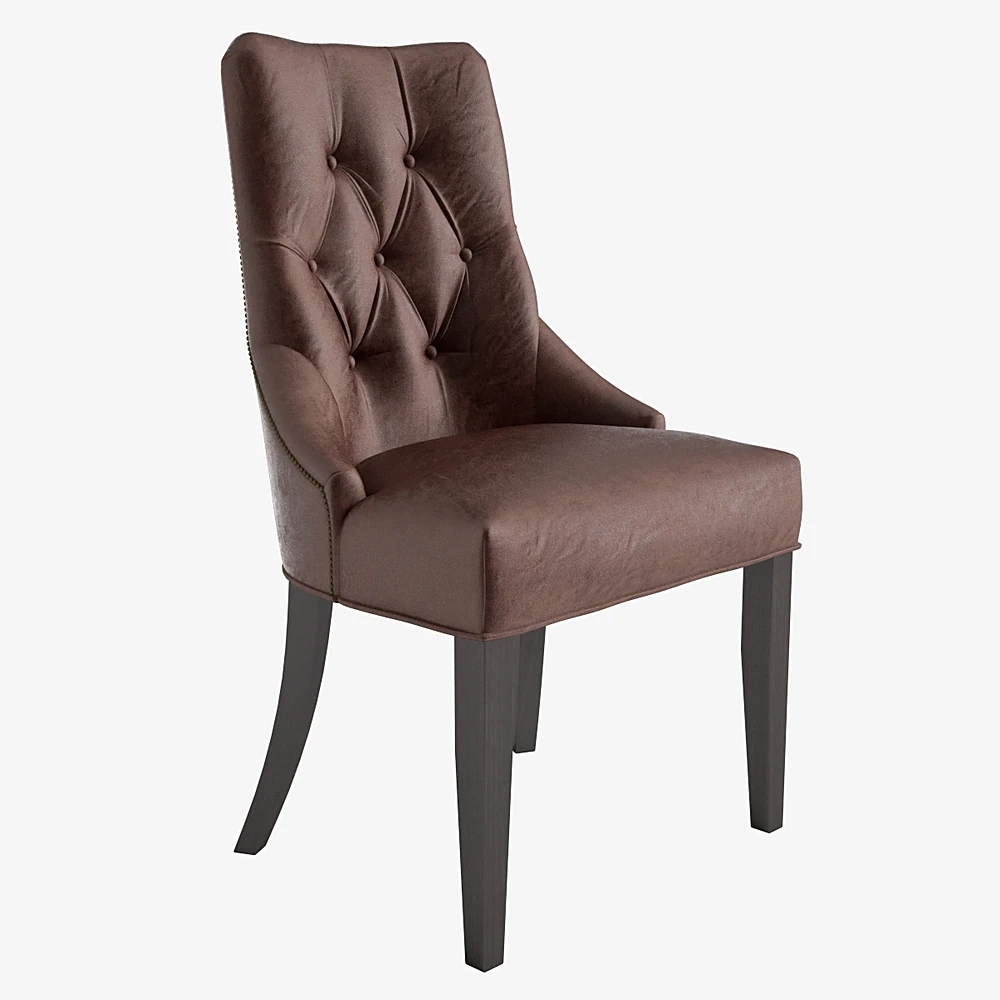 Chair with Tufted Brown Upholstery (2)