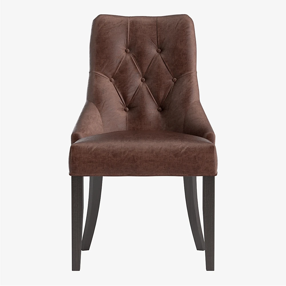 Chair with Tufted Brown Upholstery (3)