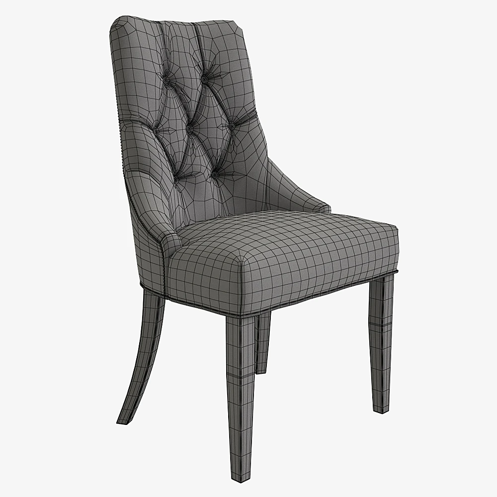 Chair with Tufted Brown Upholstery (4)