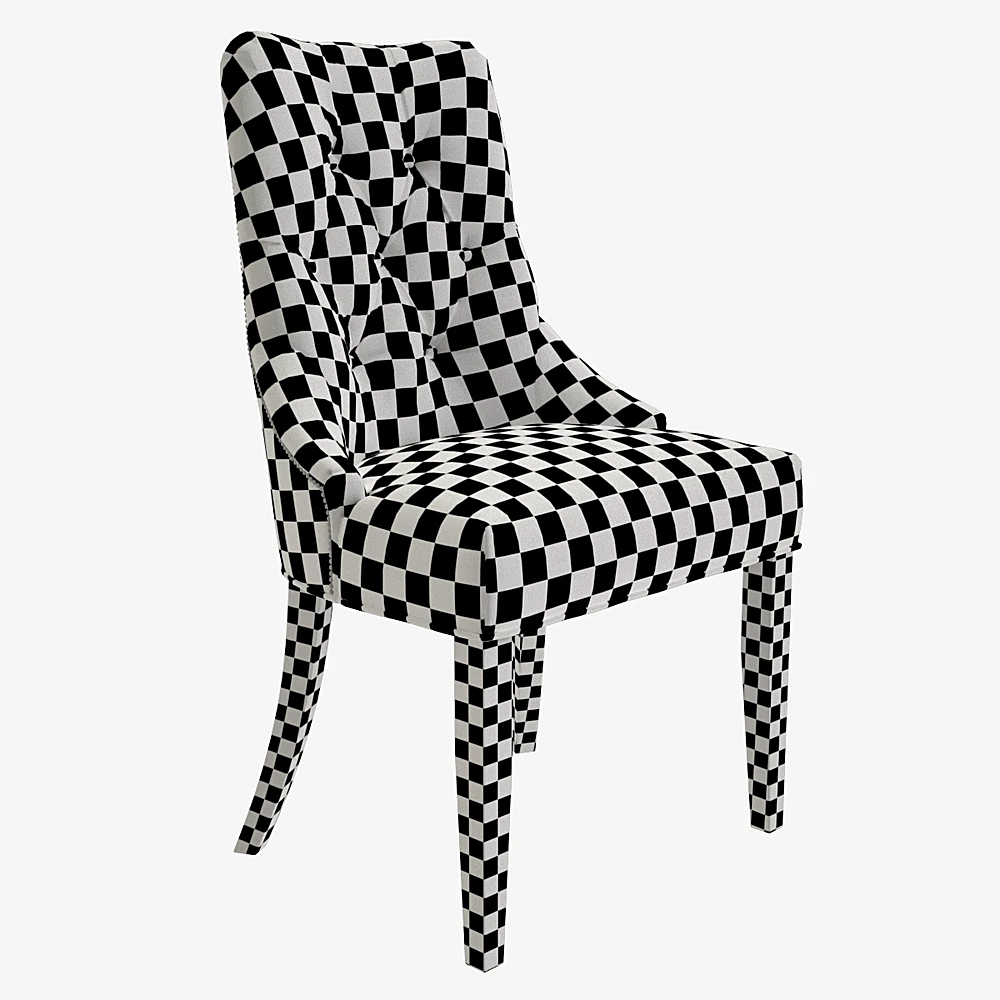 Chair with Tufted Brown Upholstery (5)