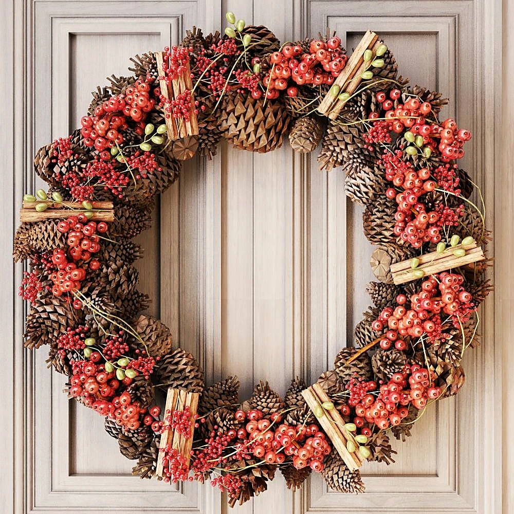 Winter Wreath with Cones and Berries