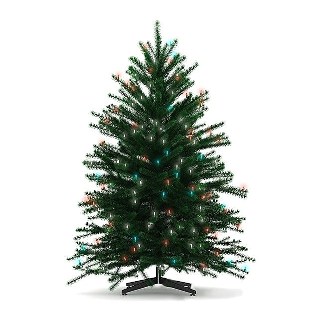 Christmas Tree with Multicolored Garland